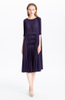 Women Pleated Sleeve Static Dresses Vertical Striped Loose Leisure Mom Dresses
