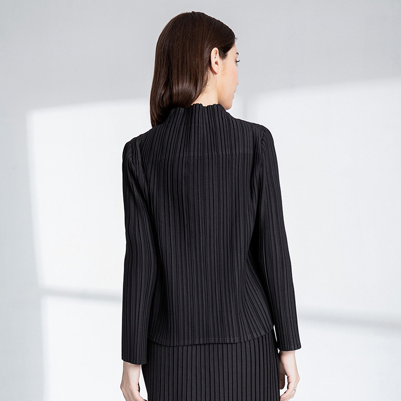 Autumn Winter Women Pleated Jacket New Style Top Women's Pleats Casual Short Coat