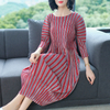 Spring Women Pleated Stripe Big Size Dresses New Casual Popular Wear