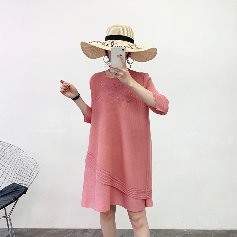 Women Spring 2020 Pleated Loose Big Size Fashion Dress