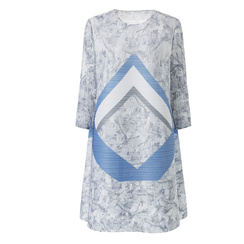 Pleated Dress 2020 Spring New Belly Covering Loose Printed Women Dress