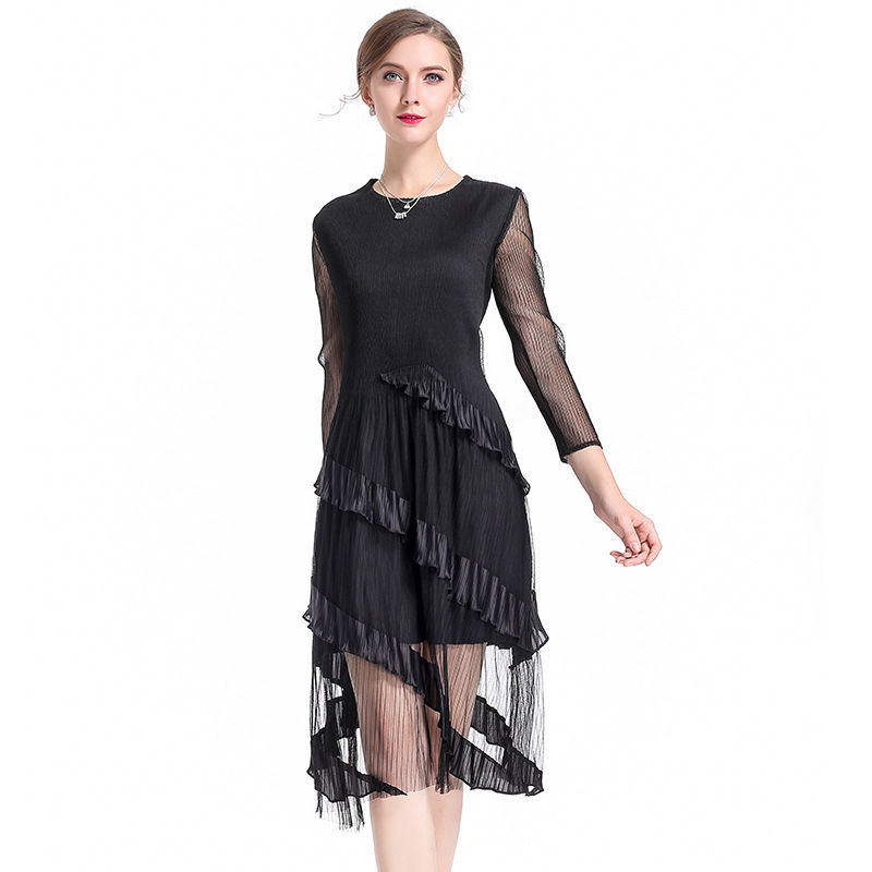 Women Lace New Dress Pleated Lady elegant Dress