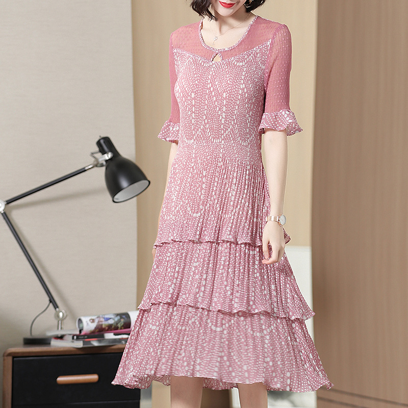 Women Pleated Lace Women Tidal Fashion New High Quality Embroidered Dress