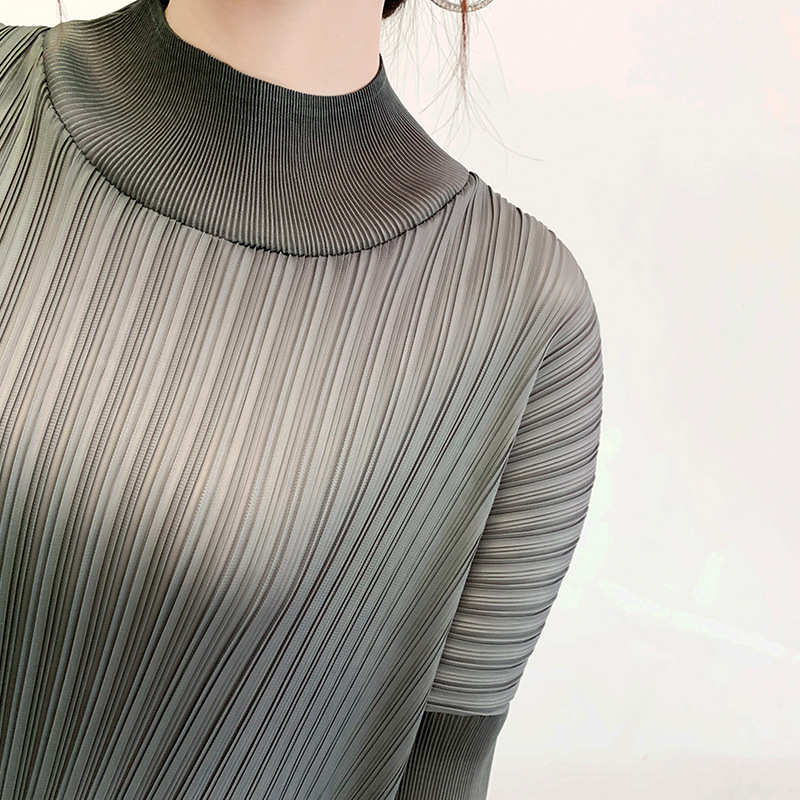 Women Pleated Fringe Tops Spring 2020 New Loose Pleated Pleated Bottoming T-shirt