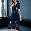 Women Lace Elegant Printing Pleats Lady Long Fashion New One-piece Dress