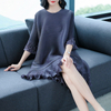 Women Pleated Fashion New Solid Color Lady Loose Big Size Casual Popular One Piece Dress