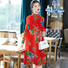 Printed Large Dress New Red Loose Pleated Chinese A-line Dress In Early Spring 2020