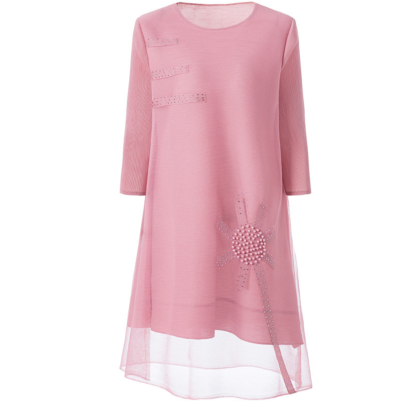 Women Embroidered Beaded Large Pleated Dress 2020 Spring New Loose Dress