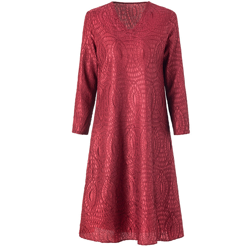 Middle Aged Retro Long Sleeve Dress 2020 Spring Heart New Loose Dress