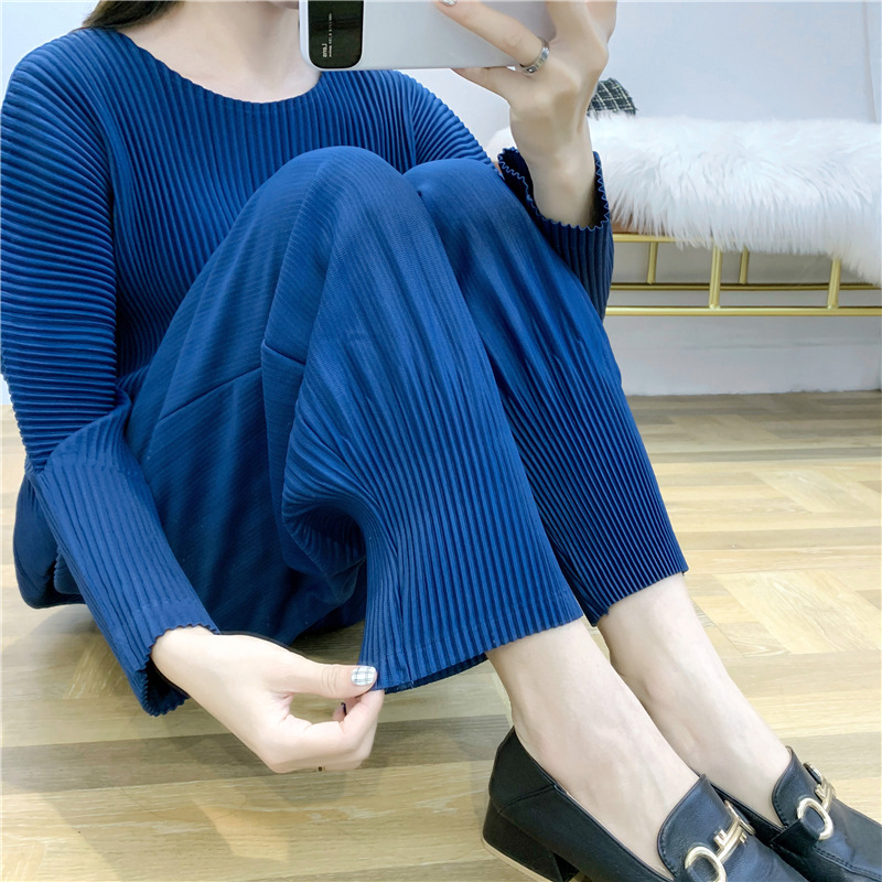 2020 New Pleated Wide Leg Pants Women's Pleated Pants Small Leg Harun Pants