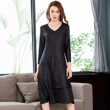 Spring Autumn Women Fashion New Pleated Popular Long Sleeves Dress