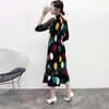 Women Polka Dot Dress Spring 2020 Pleated Bow Large Pleated Dress