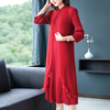 Fake Two Pieces Retro Chinese-style Dresses New Loose Big Size A-shaped Dress In Autumn 2019