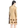 Pleated Fashion Slim Flower Loose Casual Wrist Appliques Natural O-neck Spring Dress