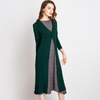 2018 New Arrival Women Pleated Office Lady Three Quarter Sleeves X-long V-neck Single Button Wide-waisted Solid Trench