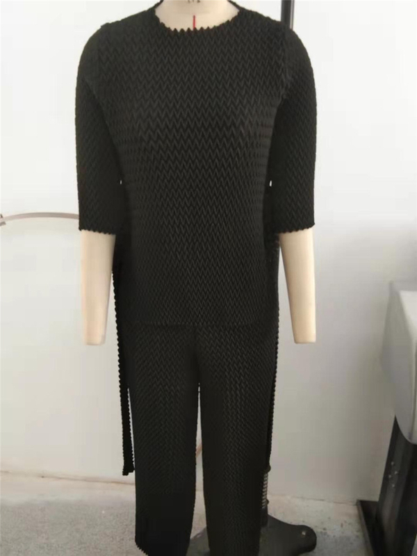 Women Spring 2020 New Pleated Suit Women's Top Pants Two Pieces Clothing Set