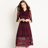 Spring Autumn Women Pleated Fashion New Tidal Lace Elegant Women Dresses