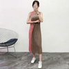 Women Pleated Basic Pleated Dress 2019 New Patchwork Contrast Bottom Dress