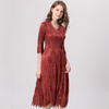 Women Pelated Fashion New Solid Color Lace Lady Elegant High Quality Dress