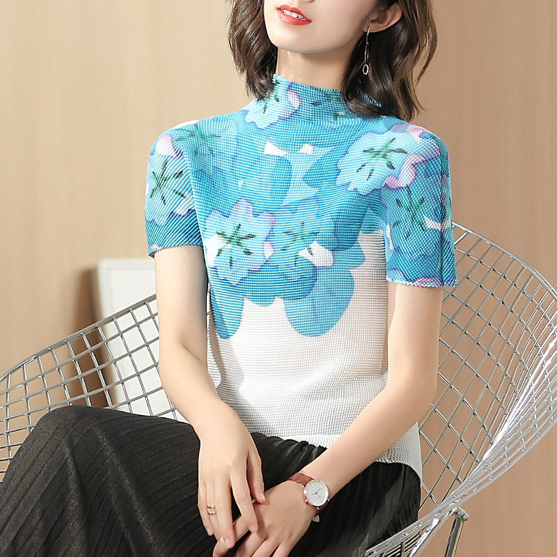 Women's Summer Short Sleeves Floral Print Tops New Big Size Printed Popular Shirt