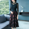 Women Pleated Autumn Dress Fashion Tidal Lace Big Size Elegant Dresses