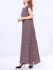 Summer Women Pleated Loose Big Size Long Dress Lady Elegant Short Sleeved Dress
