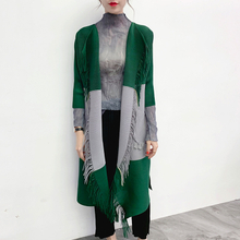 Women Pleated Tassel Coat Autumn And Winter 2019 New Loose Large Cardigan Crimped Trench Coat