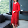 Women Fashion Fake Two Pieces Embroidery Dress Autumn 2019 Mesh Splicing Loose Large Dress