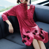 Embroidered Large-size Pleated Dress Autumn Women's Three-dimensional Decorative Dress