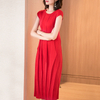 Slim Women Large Size Dresses Summer New Women's Wear Pleated Dresses