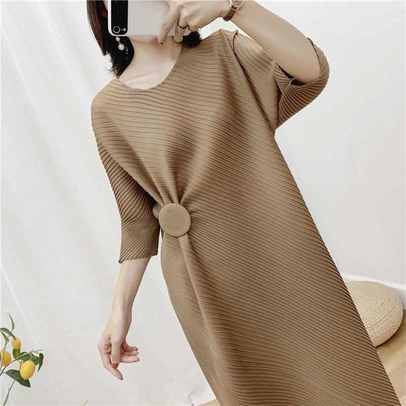 Ruffled Dress Irregular Women Pleated Long Dress Fashion New Loose Big Size Dress