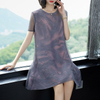Fashion New A-shaped Pleats Printed Loose Big Size Dress