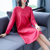 Long Sleeve Dresses Spring 2019 New Women's Dresses Retro-style Embroidery A-shaped Embossed Loose Dress