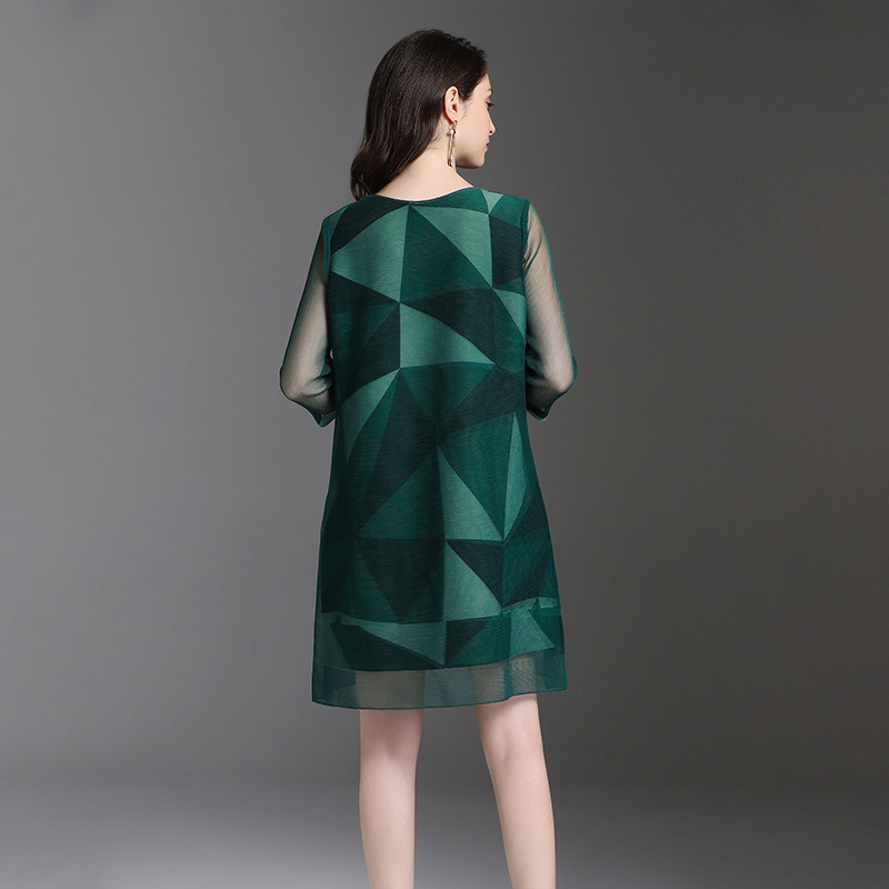 Spring Women Pleated Fashion New Print Tidal High Quality Loose Big Size Dress