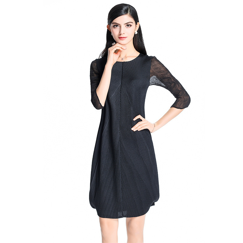 Women Pleated Chiffon Dress Fashion New Spring Female Pleated Dress