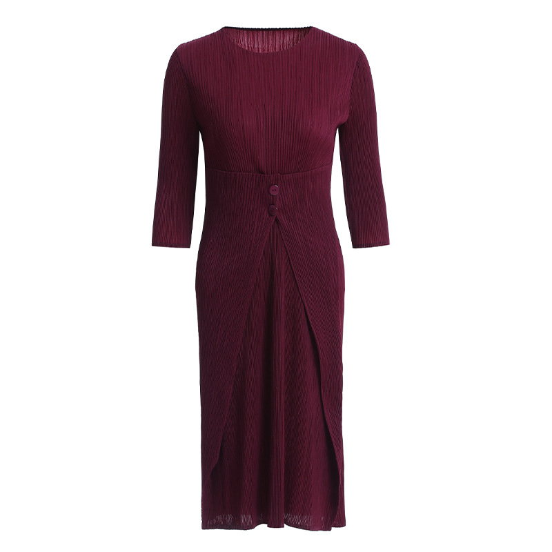 Women Pleated Fashion New Tidal Loose Lady Elegant Solid Color Dresses
