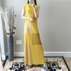 Golden Pleated Loose Casual Tidal Fashion High Quality Elegant Long Dress
