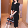 Long Print Spring Dress 2021 New Women's Large Loose And Fake Two Piece Mother's Slim Dress