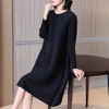 High End Foreign Style Pleated Small Black Dress Spring Dress 2021 New Women's Loose Plus Size A-line Pleated Dress