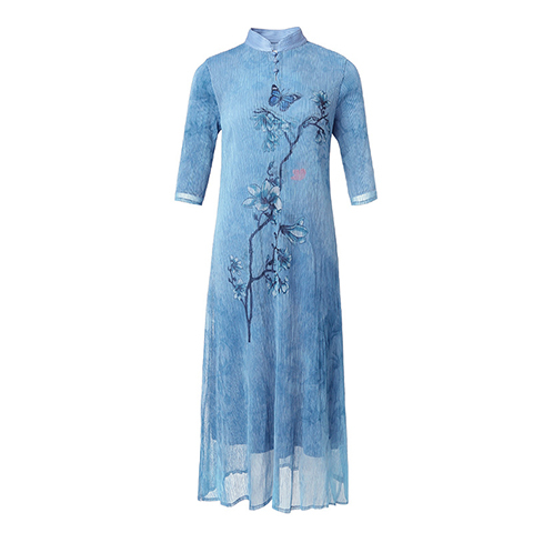 Chinese Style Retro Modified Cheongsam Dress Mother's Spring Dress New Women's Middle Length Slim Temperament Dress