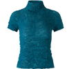 Pleated Spring Summer High Collar Short Sleeve T-shirt Fashion Casual Top Women's Shirts