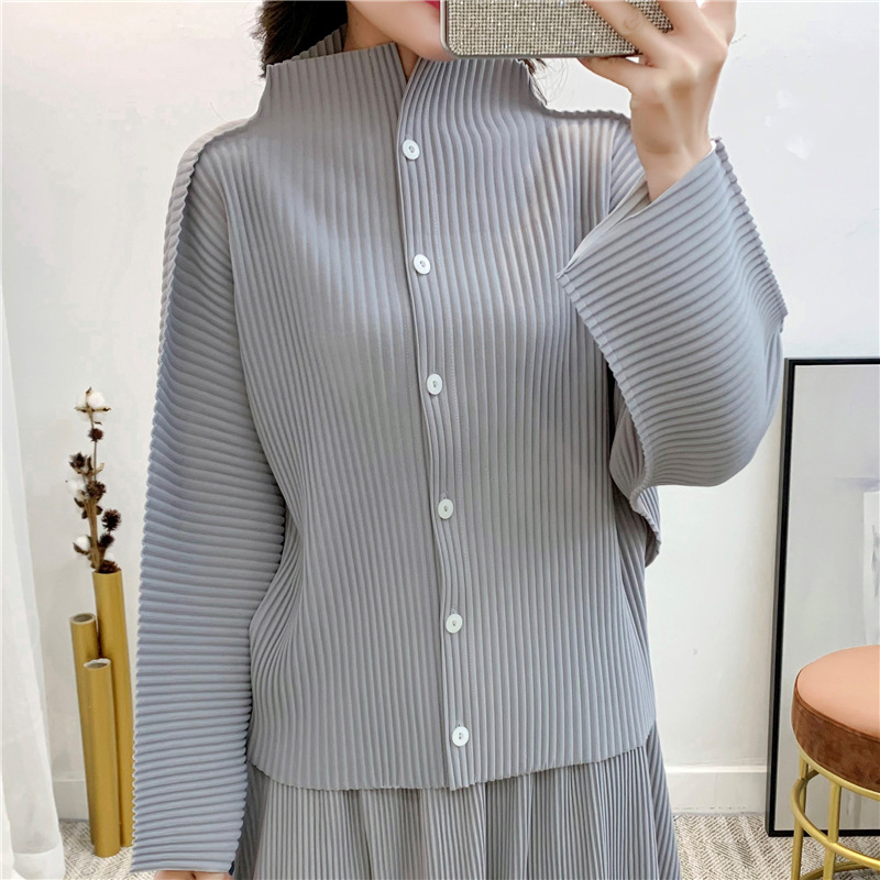 Spring 2020 Women Pleated Fashion New Tidal Jacket Trousers Two Pieces Clothing Set