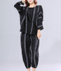 Women Pleated Suit Designer's Long Sleeve T-shirt + Loose Capris Two Pieces Clothing Sets