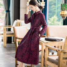 2020 Women Spring New Fashion Jacquard Slim Large Chinese Retro Dress