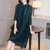 Pleated Mesh Nail Bead Large Size Dress Spring 2021 New Women's Loose A-line Pleated Dress