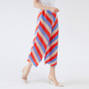 Pleated Wide Leg Pants Women 2021 New Spring Printing Red And Blue Stripe Women's Wear Flared Pants High Waist Pants