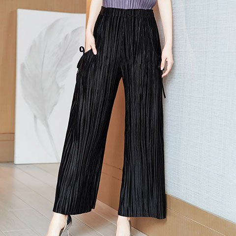 2021 Women's Casual Wide Leg Pants Pleated Pants