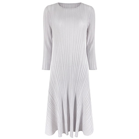 2021 Spring New Women's Korean Women's Solid Round Neck Dress French Temperament Slim Pleated Dress