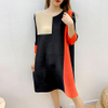 Pleated Loose Dress 2021 Spring And Summer New Foreign Style Color Matching Large Size Slim Medium Length Dress