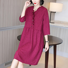 Lady's Age Reduction Embroidered Mother's Dress Spring Dress 2021 New Women's Plus Size Pleated Dress